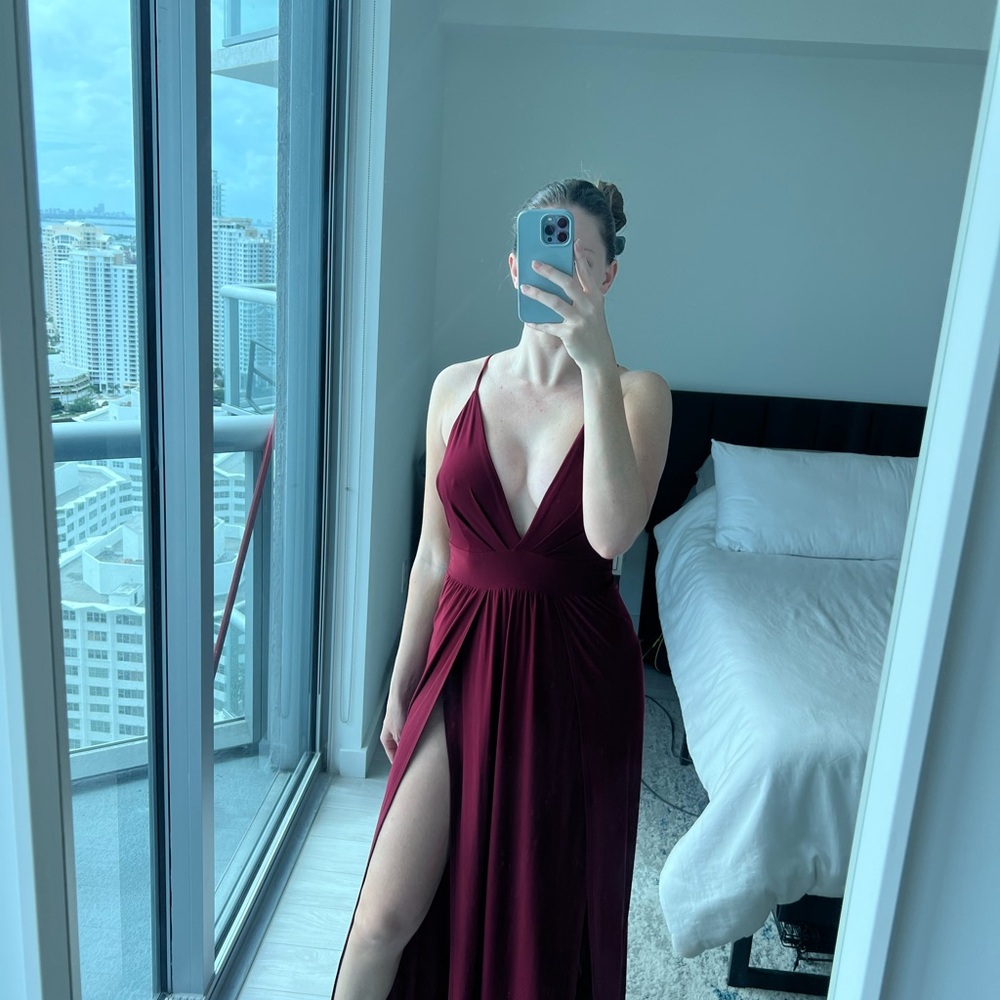 Windsor Burgundy Dress with Slits